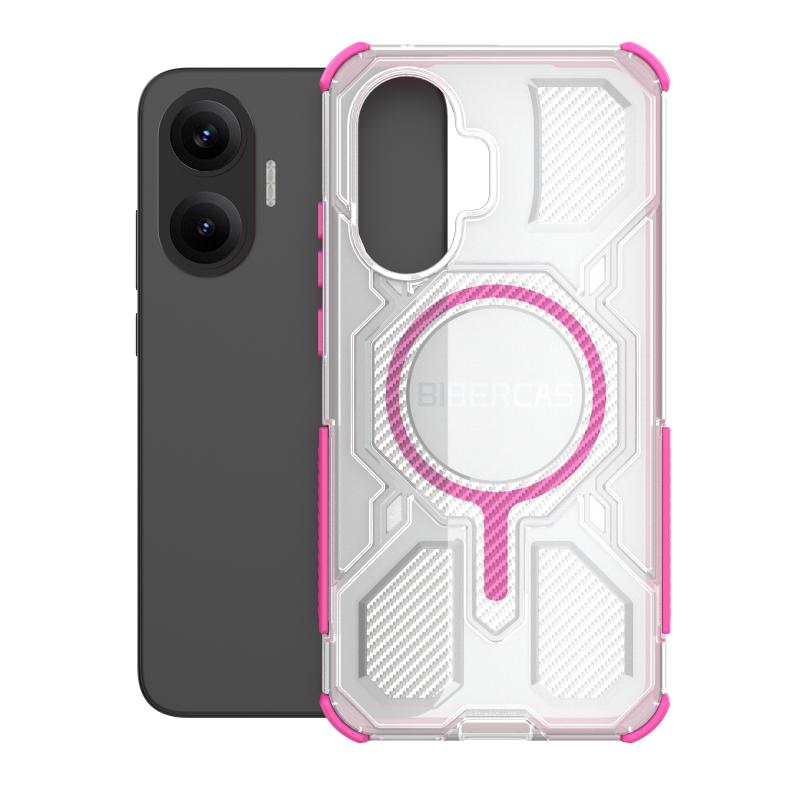Coque magnétique translucide BIBERCAS pour Xiaomi Poco F7 Redmi Turbo 4 Pro 5G Chargement sans fil Cadre en TPU Coque arrière en plastique pour téléphone