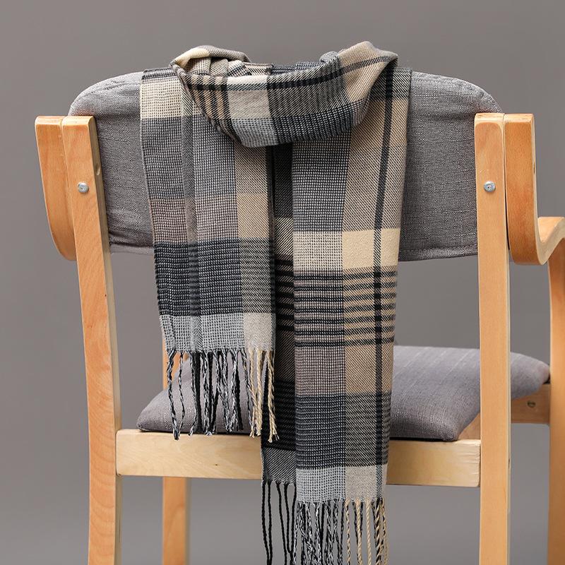 Autumn And Winter Men'S Plaid Scarf British Plaid Imitation Cashmere Tassel Couple Parent-Child Men'S Scarf