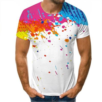 Graffiti Painting Gradient Colour 3D Digital Printing Trendy Men's T-Shirt Round Neck Short Sleeve Top