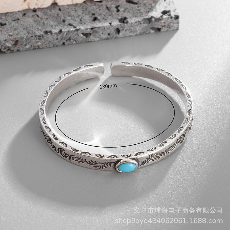 Men s Retro Carved Tang Grass Simple Versatile Bracelet