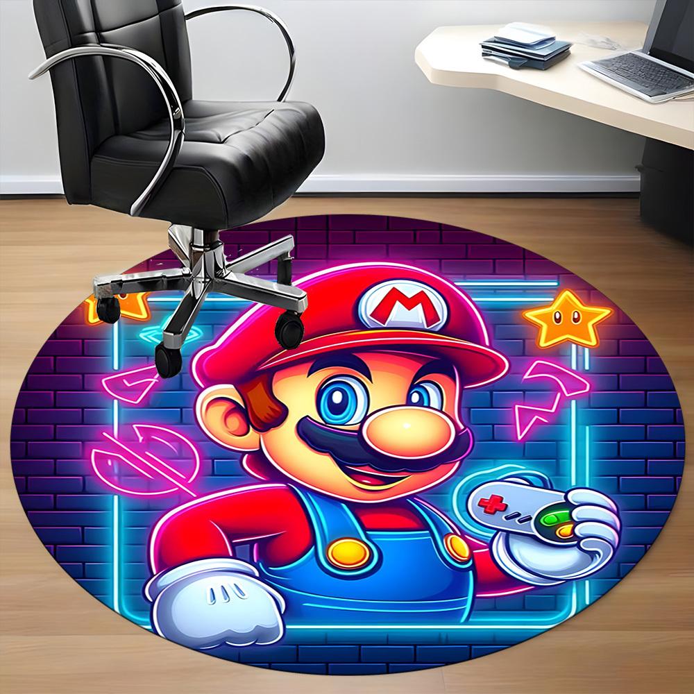 1pc Mario Gaming Office Round Area Rug, Indoor Mat Suitable For Office, Bedroom Living Room Home Decor, Room Deco,  Offic a0926224