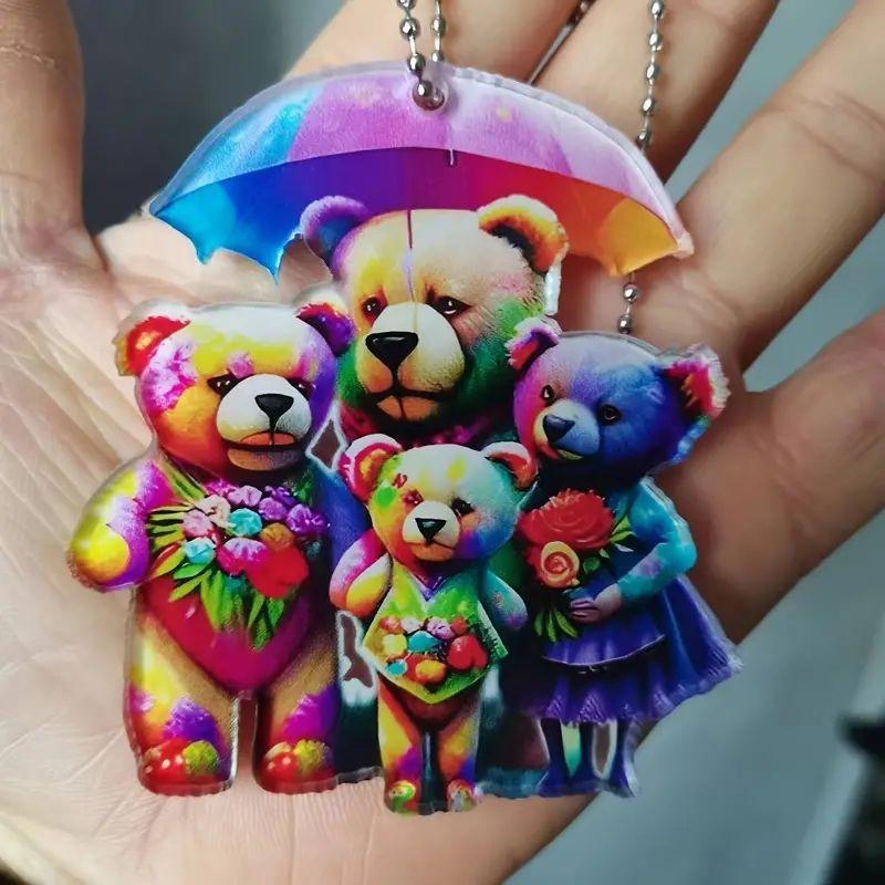 Cute Acrylic Cartoon Car Hanging Decoration Keychain Accessory For Stylish Interiors
