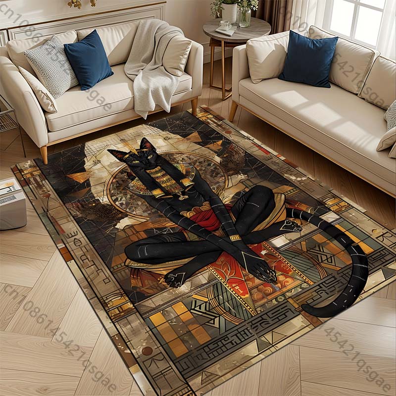 1PC Egyptian Black Cat Pattern Rug Carpets Bedroom Living Room Bathroom Mat Creative Door Mat Cloakroom Home Decor Area Rug