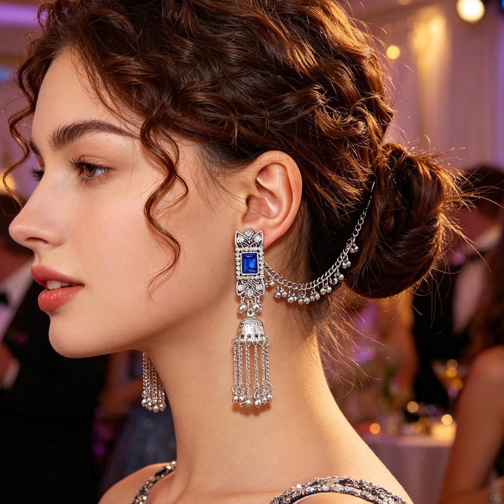 Bohemian Indian Style Long Tassel Bell Dangle Earrings