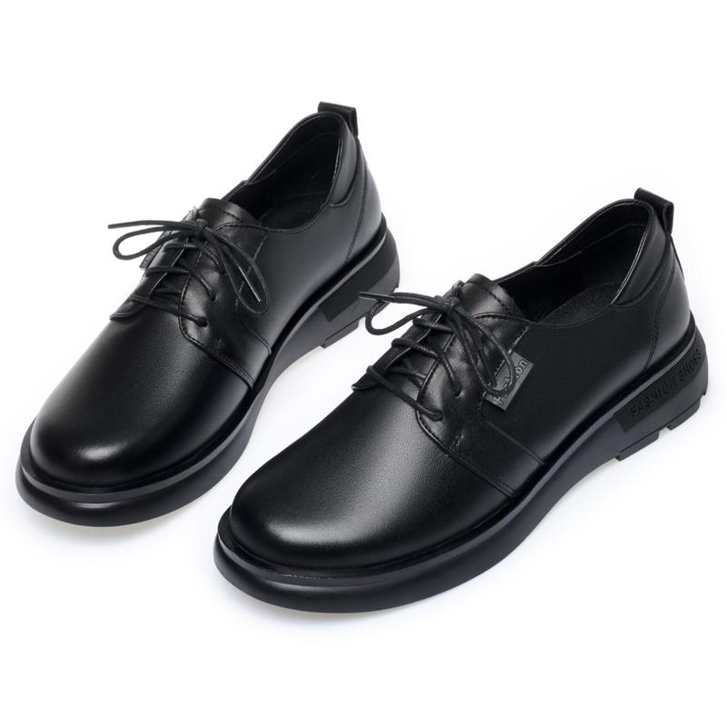 Fashion AIYUQI Women Spring Shoes Wedge 2025 New Casual Lace-up Non-slip Women Shoes Round Toe Genuine Leather Work Shoes Ladies