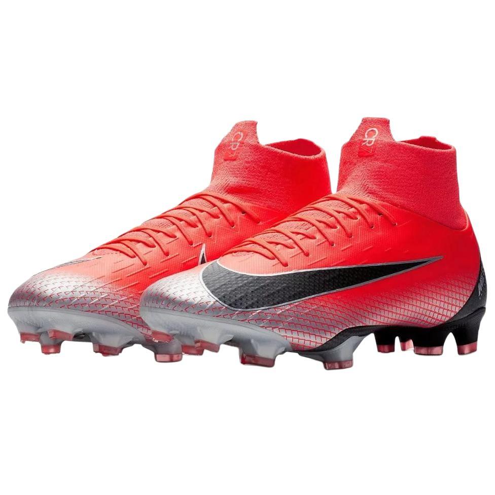 Nike Mercurial Superfly 6 Pro CR7 FG Bright Crimson Men Cleats Red Black-Chrome-Dark-Grey AJ3550-600