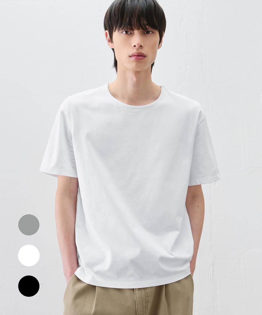 DRAW FIT Minimal Crew Neck Half T-Shirt [3 Colors]