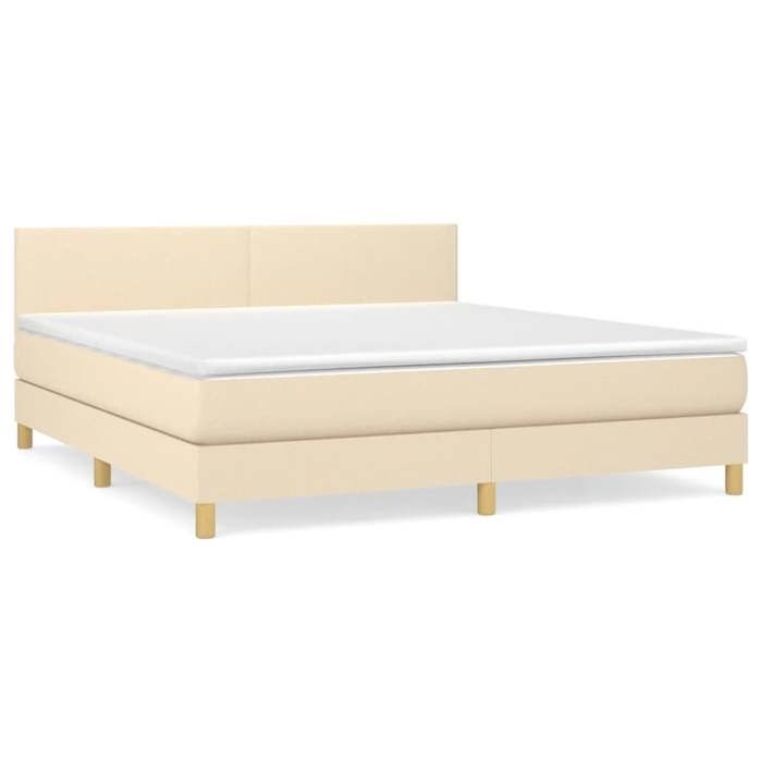 Maison Exclusive - Sommier à lattes de lit avec matelas Crème 180x200 cm Tissu