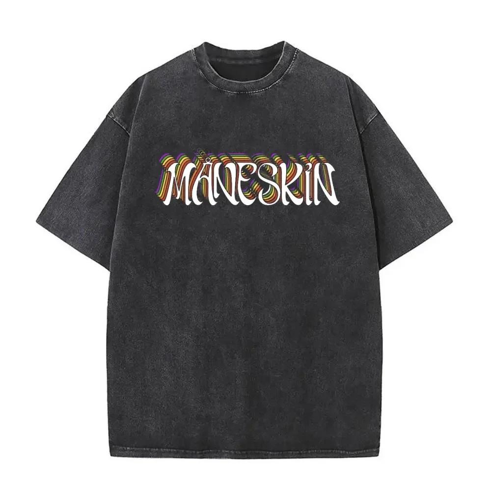 Maneskin Cotton Oversized Mneskin TShirt Washed Italian Rock Band Tee Unisex XL