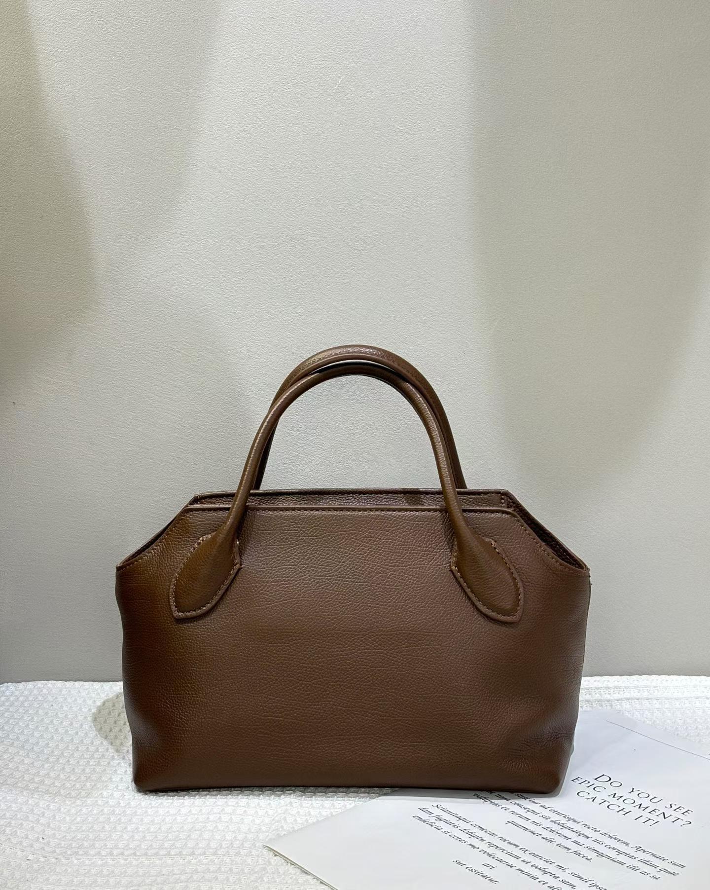 European and American niche design short handle handbag high texture first layer cowhide shell bag women