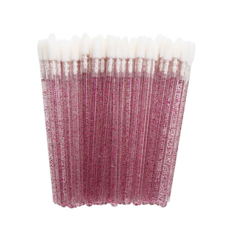 50-Pack Disposable Lip Brushes - Portable Solid Lipstick, Lip Gloss, and Makeup Cleaning Swabs