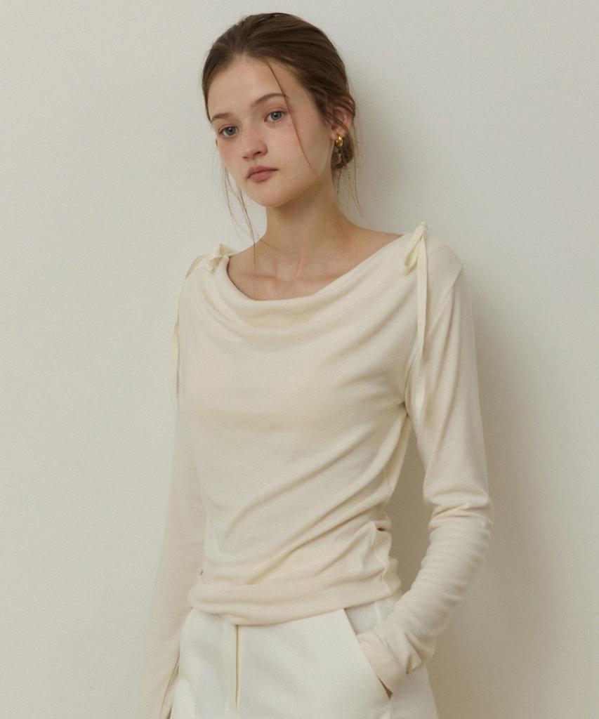 ADAUL Drape Double Ribbon T Shirts - 3Color