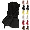 Women's Fashionable Casual Loose Belted Button V,neck Vest Jacket