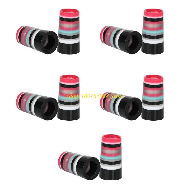 10Pcs Golfing Tapered Ferrules Fit 0.35Inch 0.37Inch Tapered and Parallel Shafts Colorful Striped Golfing Iron Ferrules
