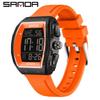SANDA Men's Multifunctional Barrel-Shaped Sports Watch - Waterproof & Fashionable with Single Display Timing