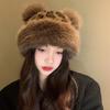 Koreanischer Stil Leopardendruck Eimerhut Ohne Krempe Flauschig Warm Hut Nerzfell Fischerhut Outdoor