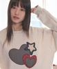 AMBLER My Heart Applique Embroidery Sweatshirt Amm1327 (Oatmeal)