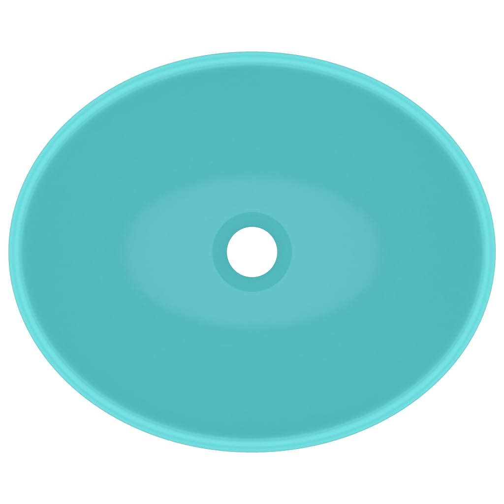 Luxurious Oval Wash Basin Matte Light Green 40 X 33 Cm Ceramic