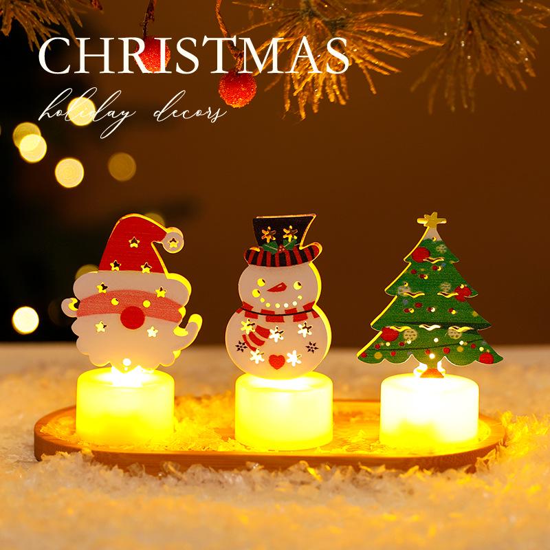 Christmas LED Candle Light with Santa and Snowman Figurines