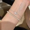 s925 sterling silver French retro brushed iris flower sparkling diamond bracelet for women, a light luxury mid-style exquisite
