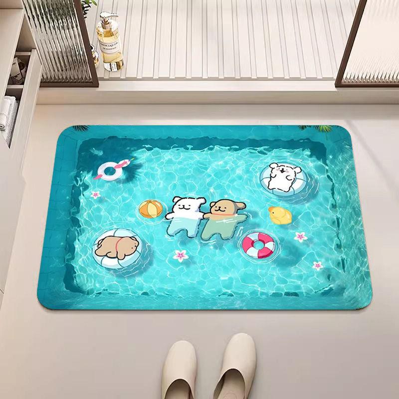 Diatom Mud Bathroom Floor Mat Cute Cartoon Puppy Non-slip Doormat Bathroom Soft Diatom Mud Floor Mat Waterproof Carpet