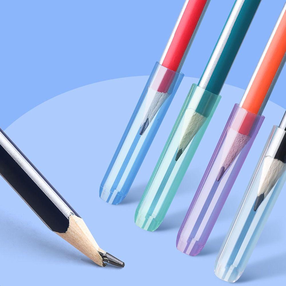 35PCS/Box Solid Color Pencil Cap Transparent Pen Tip Protector Cute Pencil Protective Case Students