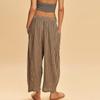 Women Comfortable Casual High-Waisted Solid Color Loose Lantern Pants with Pocket