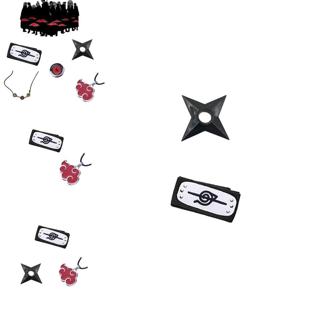 Naruto-inspiriertes Ring- und Halskettenset aus ABS-Kunststoff, Geschenk für Anime-Fans, Charaktere)