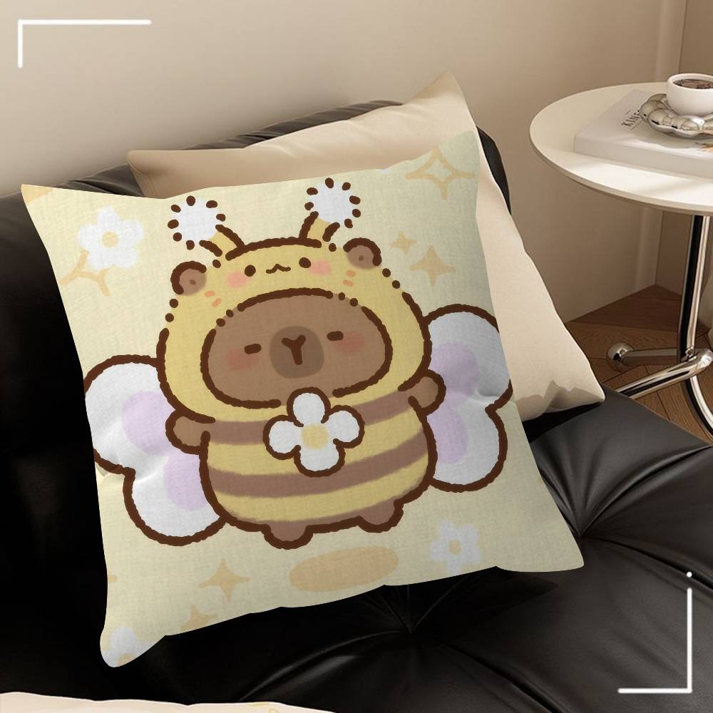 Anime C-Capybara Cartoon Cute   Pillow Cushion Cover Pillowcase Living Room Sofa Home Decor Customized