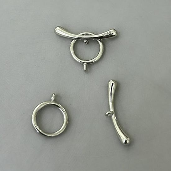 S925 Sterling Silver Geometric Round OT Buckle Clasp for DIY Jewelry Making. Silver