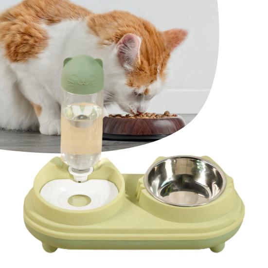 

Yousheng 1Set Fashion 3 In 1 Cat Bowl Double Bowl Automatic Piling Mish Neck Protection Dog Cat Piling Mish Supplies Pet Supplies