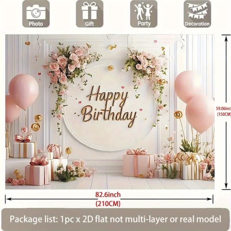 Birthday Party Backdrop Polyester Banner Photo Booth Decoration 24