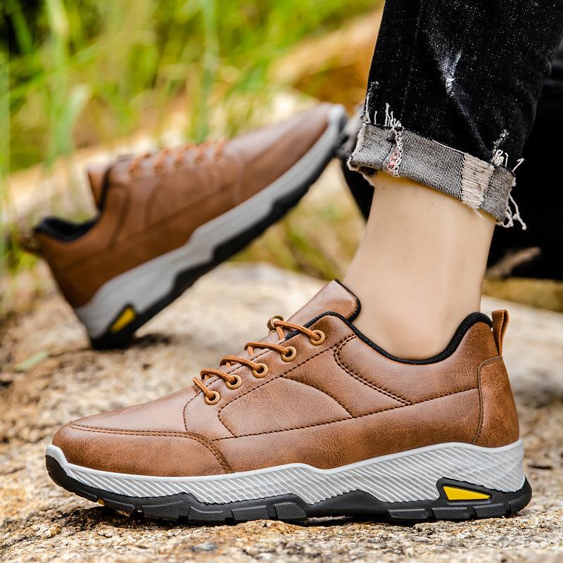 2024 new men's shoes spring and autumn leather surface casual men's leather surface shoes platform fashion foreign trade pu men's sports shoes