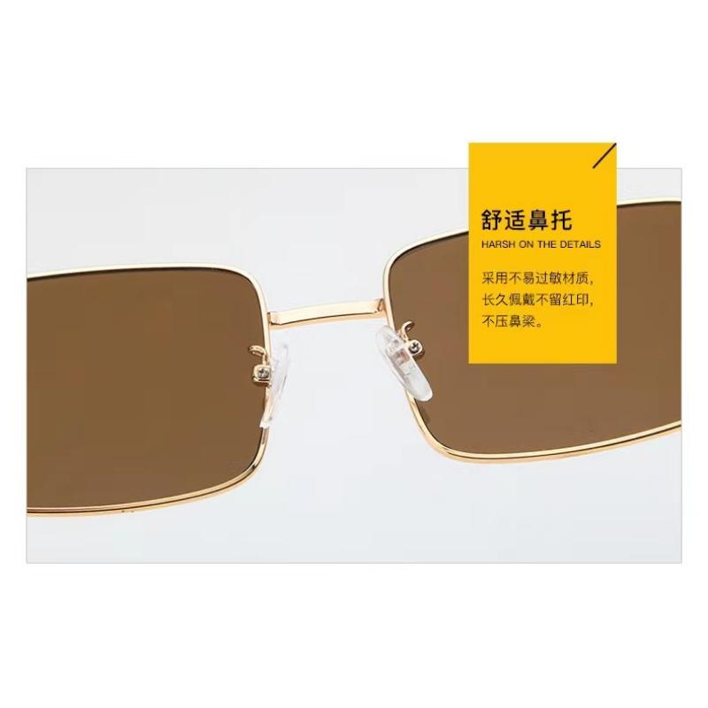 Fashion Female Metal Sun Glasses Woman Brand Punk Small Frame Square Sunglasses Retro Designer Vintage Rectangle