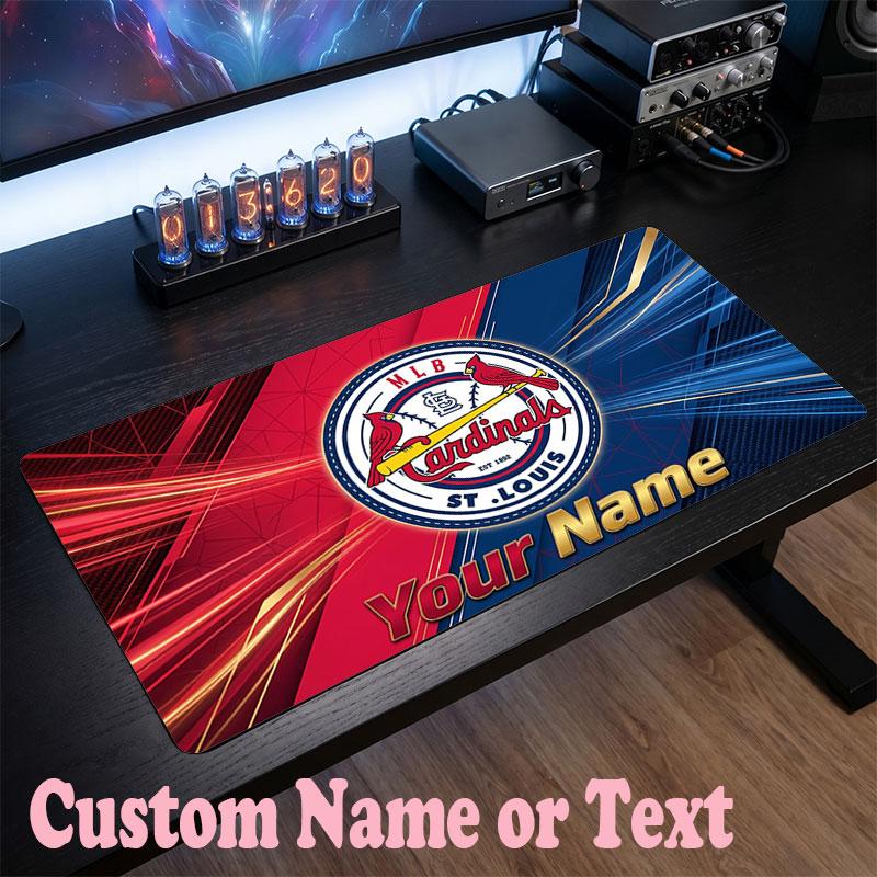 St. Louis Cardinals Customized Name Text Mouse Pad, Large Desk Mouse Mat Personalized Home Office Present