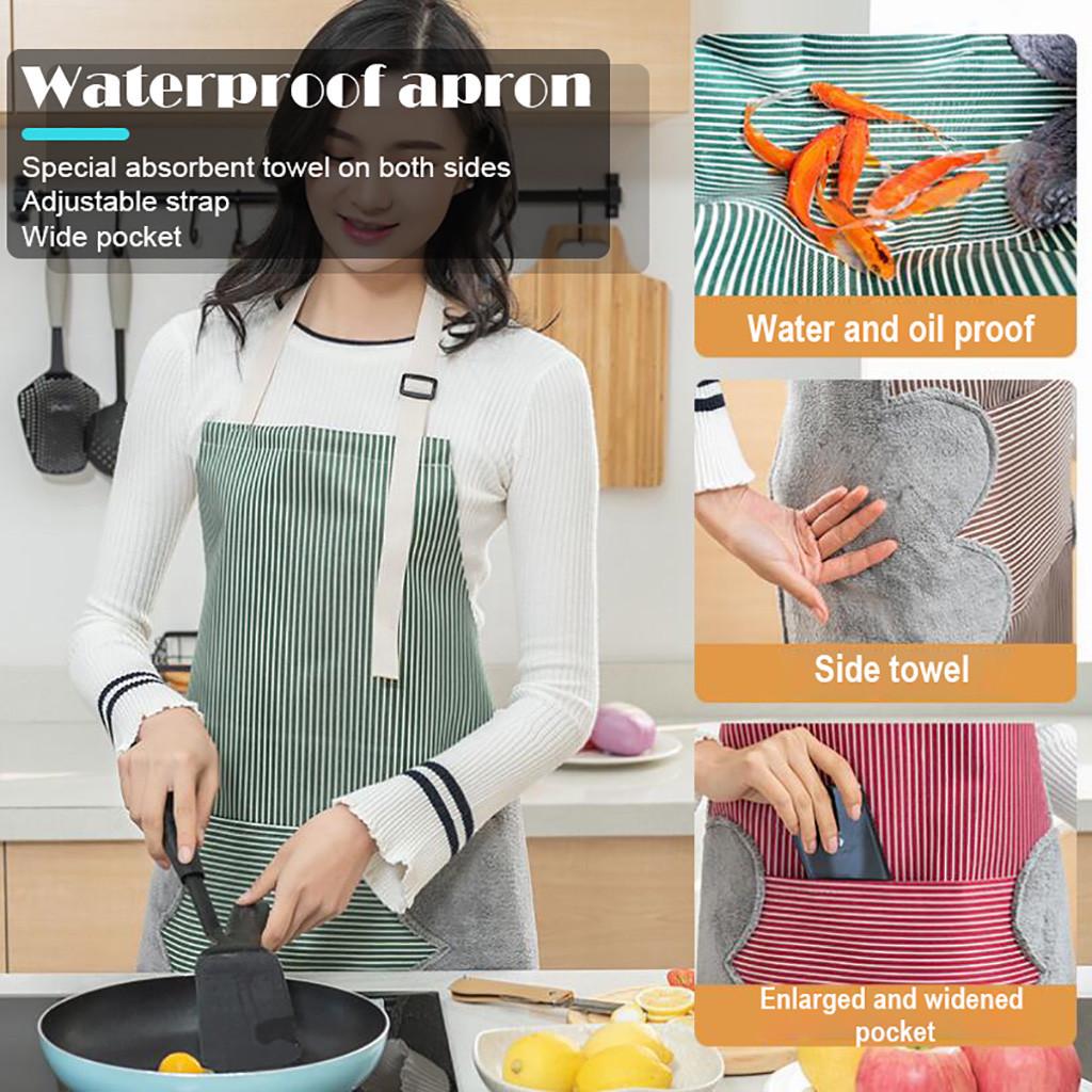 Women Kitchen Water Oil Proof Adjustable 2 Side Stitched Pocket Pinstripe Aprons Buy At A Low Prices On Joom E Commerce Platform