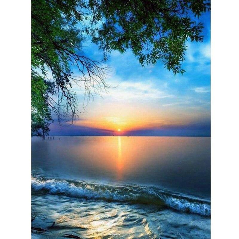 DIY Scenic 5D Diamond Painting Full Round Mosaic Landscape Diamond Embroidery Cross Stitch Resin Wall Sticker Home Decor