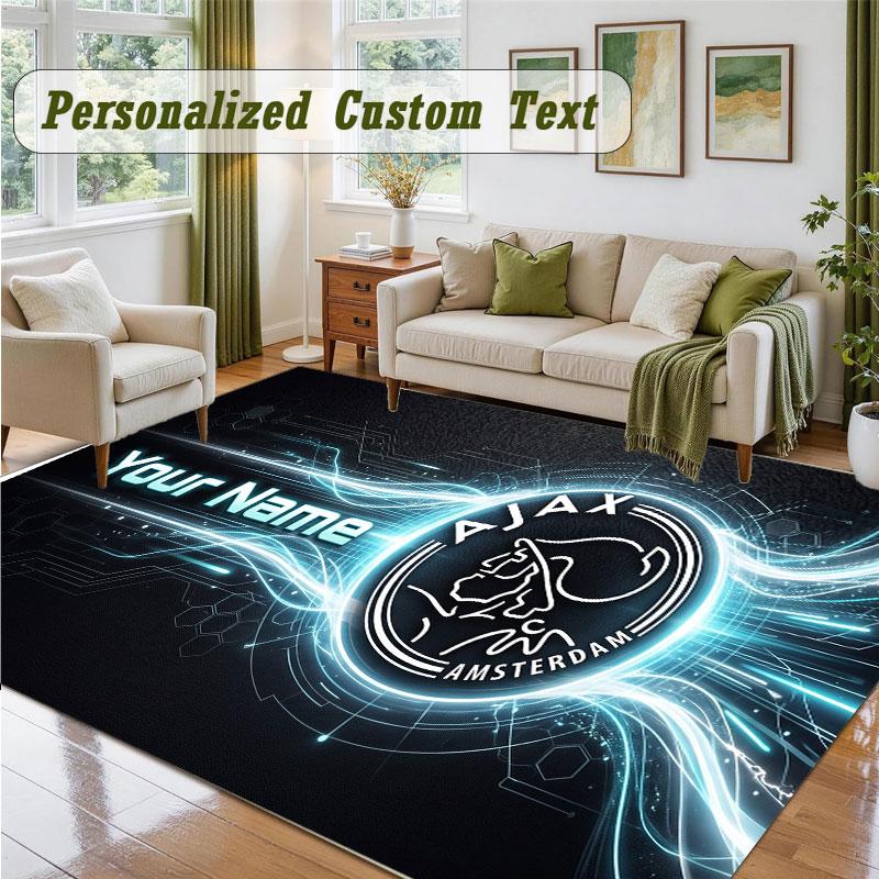 Crystal Velvet Square Rug Custom NameAjax Amsterdam Pattern Non Slip Home Floor Decor Rug