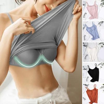 Adjustable Straps Sleeveless Solid Color Bra Vest Women Padded Sling Casual Bra Tank Top