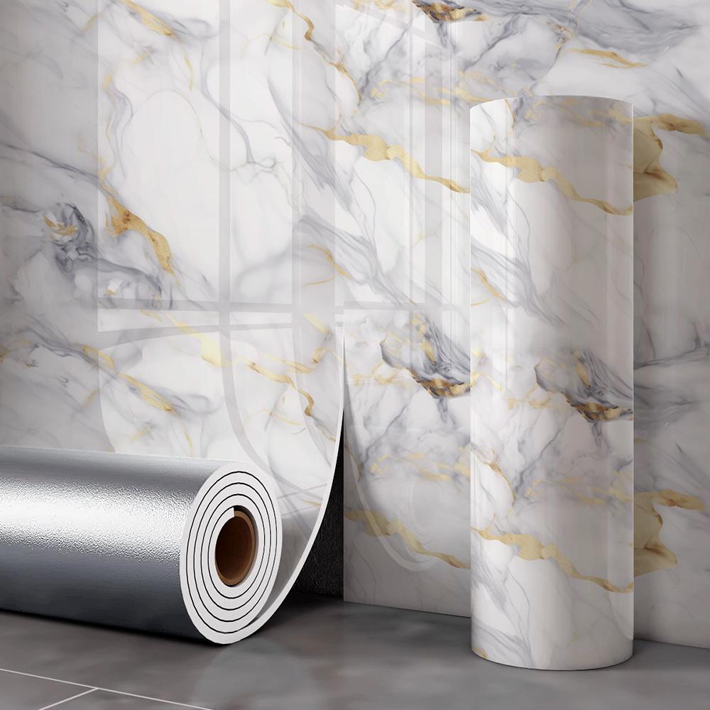 Gold-Plated Marble-Style Waterproof Wall Stickers for TV Backgrounds