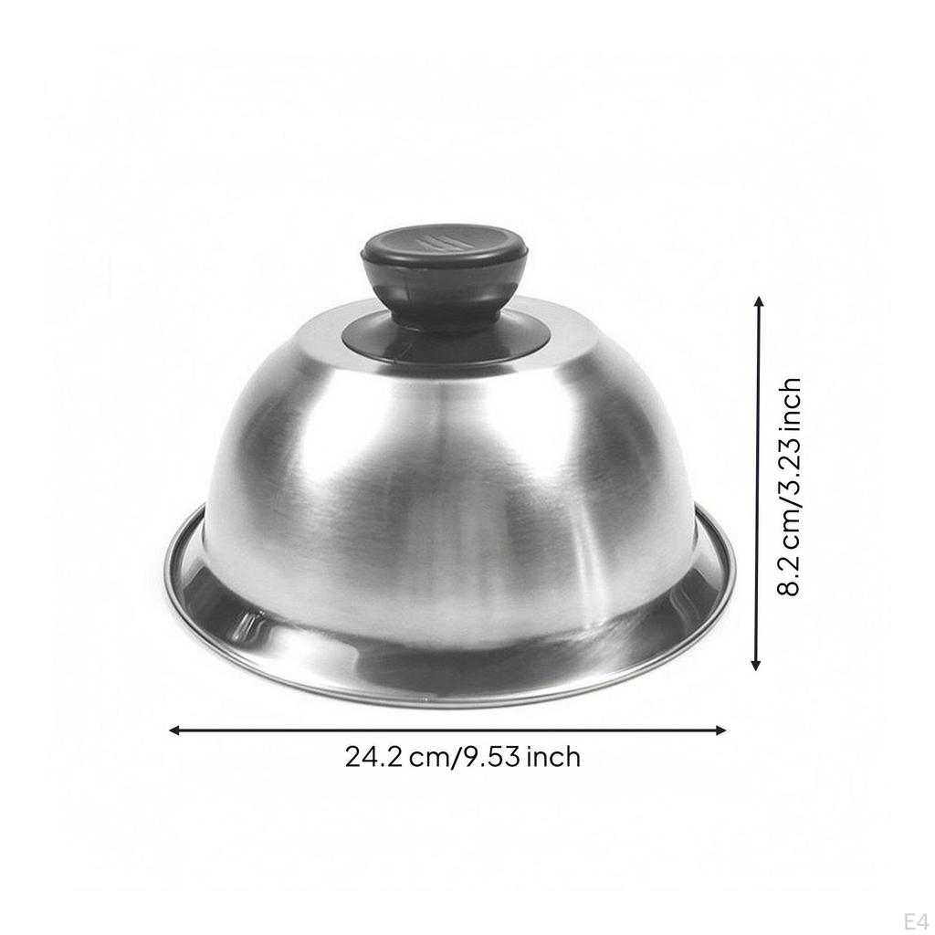 Stainless Dome Cover Domed Grill Wide Rim Basting 16CM Plastic Handle