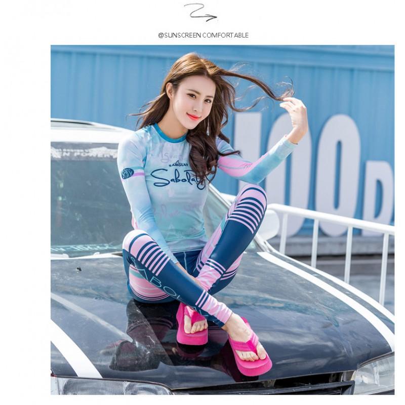 Diving Surfing Wetsuit Women Long Sleeve Rash Guard Set UPF50 Quick Dry Swimwear