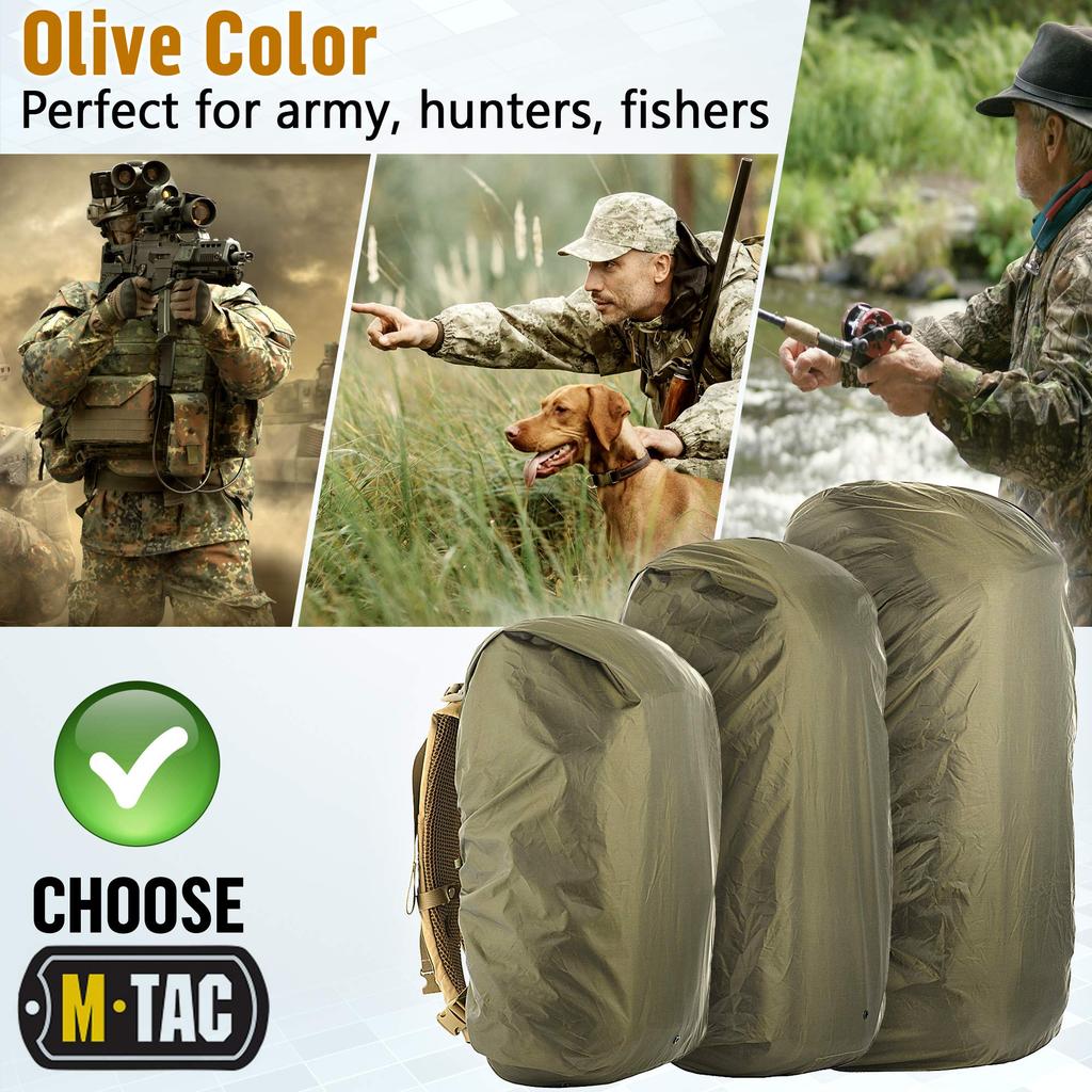 M-Tac Waterproof Backpack Rain Cover (S/20 L) with Buckle Strap & Pouch for Hiking, Camping, Travel