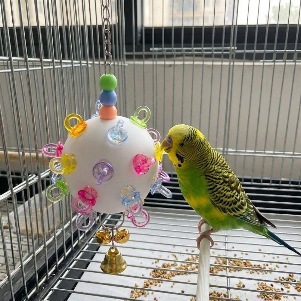 Detachable Bird Cage Toy with Bell Parrots Chew Swing Funny Hanging Foraging Ball Beak Exercise
