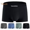 Men Boxer Underwear Mid-rise Elastic Waist Breathable Shorts Briefs Letter Print U-Convex Panties Daily Wear