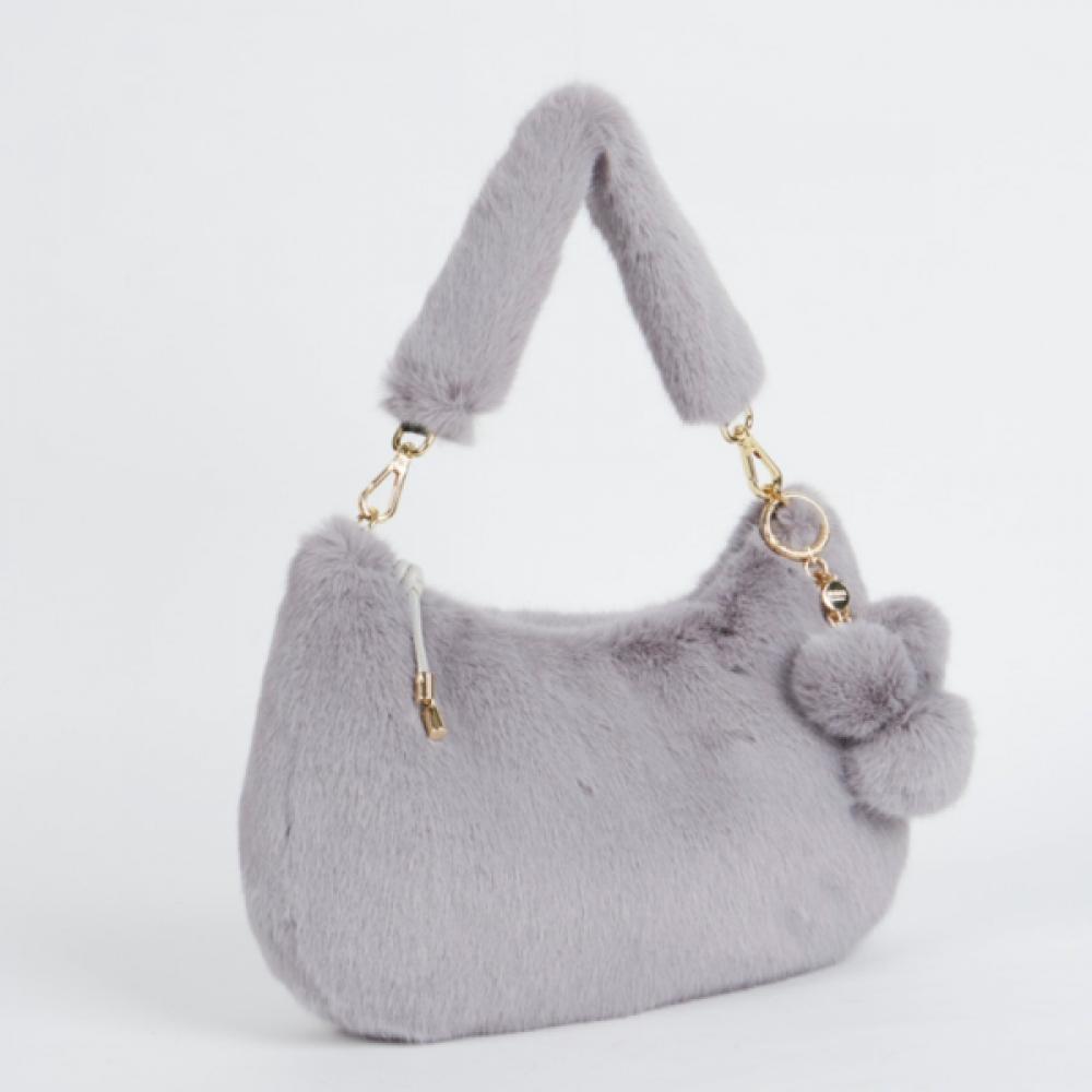 

Myia Fogni Fur Hobo Bag Crossbody L Grey Maiab0016 Single option