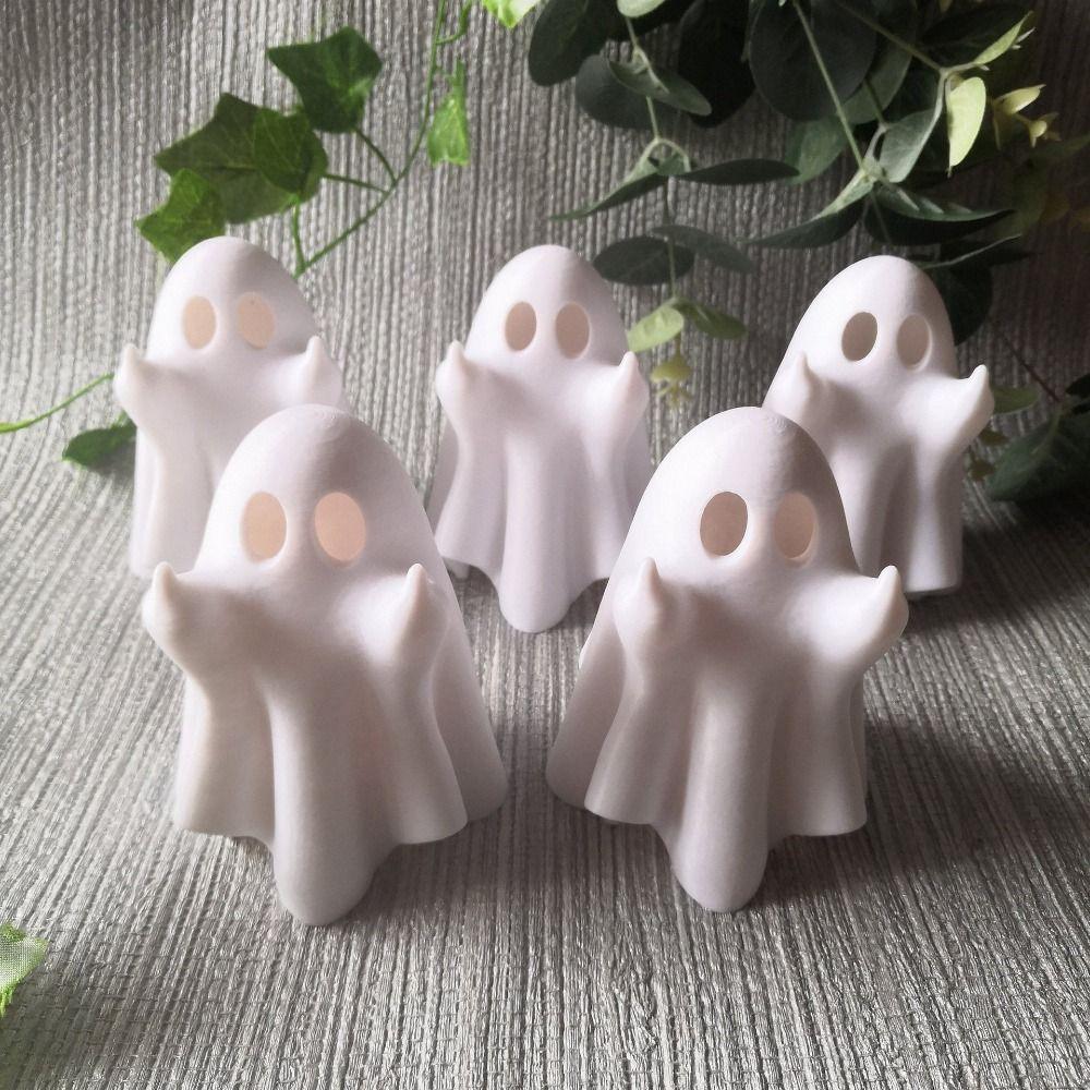 Desktop Ornament Resin Halloween Ghost Figurine Light Cartoon Funny Night Light Glowing Portable Ghost Sculpture Lantern Table