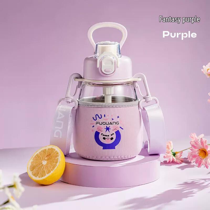 Fuguang High Aesthetic 650ml Borosilicate Glass Straw Water Bottle