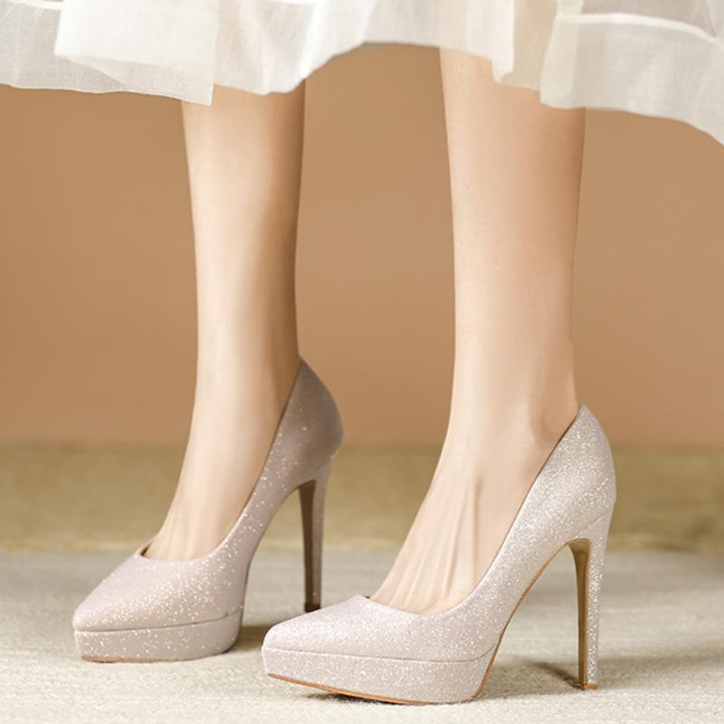 Fashion 2025 Women's Pumps Shoes Trasero Saltos altos Sexy Thin Heel High Heels12CM Pointed Pumps Women Shoes Platform Wedding Shoes
