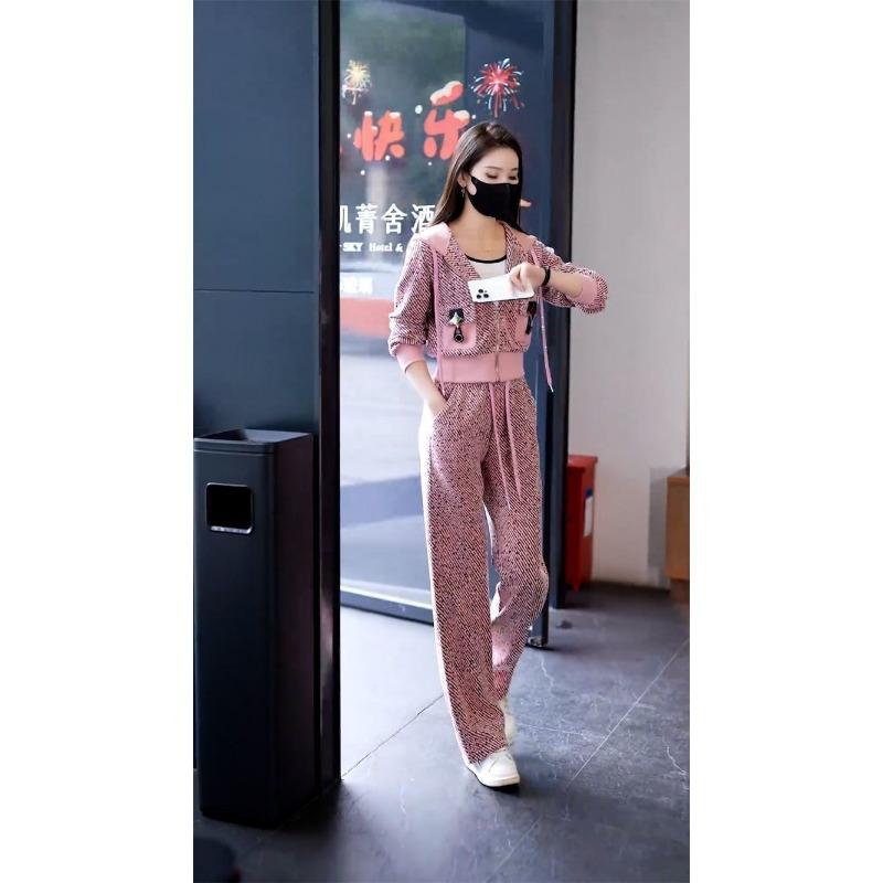 Sports Suit for Women Hooded Cardigan Jacket Two-Piece Set